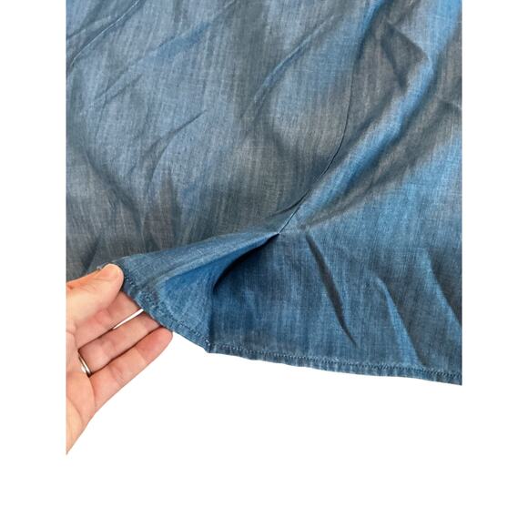 Chico’s Embroidered Sleeve Blouse Tencel Size XL Chambray Denim Blue NEW - Picture 11 of 12